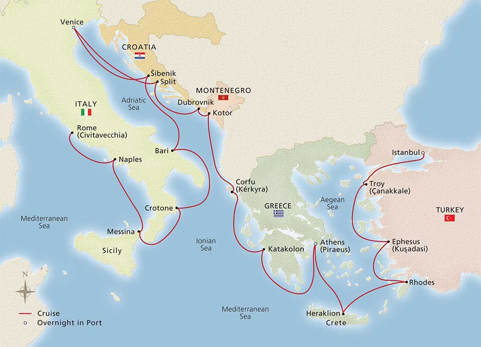 Adriatic & Mediterranean Sojourn Map
